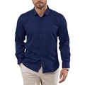 Marineblaues Langarmhemd für Herren in schmaler Passform mit klassischer Knopfleiste - S / Umlegekragen Passform / Marineblau