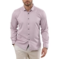 Lässiges langärmliges Herrenhemd in elegantem Mauve mit schwarzen Kontrastknöpfen - S / Umlegekragen Kontrastknöpfe / Rosa