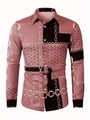 Detail of men's long sleeve shirt with gold chain texture and black polka dot print - S / Top (ACS02) / Pink