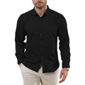 Schwarzes Langarm-Freizeithemd für Herren mit klassischem Umlegekragen in moderner Passform - S / Umlegekragen Slim Fit / Schwarz