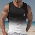Detail of men's muscle fit tank top featuring black and white ombre with palm tree logo - 6XL / Palm Tree Ombre Black (BX04)