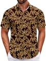 Close-up of vintage sunflower print and white button closure on summer Hawaiian shirt - S / Brown Sunflower (BDS69)