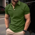 Detail of army green polo shirt featuring khaki striped cuffs and a contrasting button placket - S / Top (DPL13) / Green
