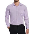 Detail view of the lavender long sleeve shirt's front pocket and white resin buttons - S / Tops / Purple