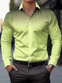 Detailed view of men's lime green long sleeve shirt with black polka dot gradient design - S / Top - Fluorescent Green Gradient Polka Dot (ACS27) / Fluorescent Green