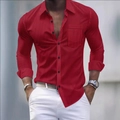 Camicia casual da uomo a quadri rossi e neri a maniche lunghe con tasca sul petto - S / Rosso