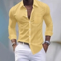 Camicia da uomo a maniche lunghe a quadretti gialli e bianchi con taschino sul petto - S / Giallo