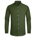 Detail of army green mandarin collar shirt with white buttons and chest pocket - S / Tops / Army Green