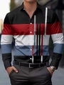 Close-up of geometric color block print and white buttons on men's slim fit shirt - S / Tops / Red (ACS29)
