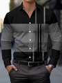 Detail of men's slim fit shirt featuring black and gray color block with white buttons - S / Tops / Gray (ACS29)
