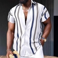 Dettaglio del motivo a righe verticali blu navy e grigio ardesia sulla camicia da uomo - S / Righe bianco-blu-grigio