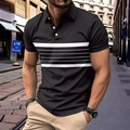 Polo noir pour homme avec rayures blanches pour le style décontracté et sport en été - S / Noir