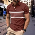 Polo homme rouge brique à manches courtes avec rayures blanches et coupe ajustée moderne - S / Bordeaux
