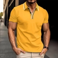 Polo de hombre slim fit amarillo jengibre con cuello en contraste de rayas negras - S / Amarillo Jengibre