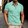 Polo para hombre verde menta de corte entallado con cuello a rayas deportivo - S / Verde Menta