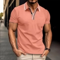 Close-up detail of coral pink Polo shirt featuring striped collar and premium fabric texture - S / Watermelon red