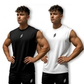 Men's 2-pack Hawaiian vacation 3D printed tank tops and shorts set in black and white - S / Black + White