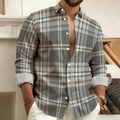 Detail showing the gray and white plaid pattern and folded cuff of the slim long sleeve shirt - S / Tops / Gray and White Large Plaid (ACS231)