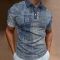 Polo homme style rétro avec impression numérique 3D et motif patchwork vieilli - S / Style Distressed Gris Bleu 3 (PDD-OUPL-3)