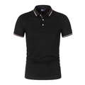 Polo negro para hombre con detalles de rayas rojas y blancas en cuello y puños - S / Negro