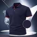 Polo sportiva blu navy da uomo con dettagli a contrasto rossi e design in rilievo 3D - S / Blu navy