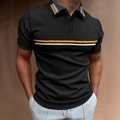 Heren business casual polo shirt in zwart met gestreepte kraag en borststreep details - S / Zwart