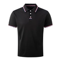 Herren Poloshirt in Schwarz mit klassischen rot-weiß-blauen Streifen am Kragen - S / Schwarz