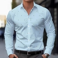 Slim fit lichtblauw overhemd met lange mouwen, geometrische print en klassieke kraag - S / Hemelsblauw