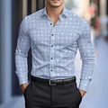 Camisa de hombre slim fit con estampado 3D geométrico azul de estilo urbano moderno - S / Cuadros Geométricos / Azul