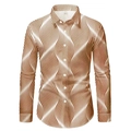 Schmal geschnittenes Herrenhemd mit langem Arm, 3D-Wellenmuster und Button-down-Kragen - S / Khaki