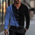 Men's slim fit long sleeve shirt featuring blue and black asymmetric patchwork design - S / Blue Patchwork