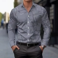 Schmal geschnittenes Herren-Langarmhemd mit grauem geometrischem Muster und Revers - S / Grau