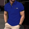 Detail eines königsblauen Kurzarm-Poloshirts mit schwarzem Besatz und grauer Brusttasche - S / Königsblau
