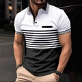 Short sleeve men's Polo shirt with black and white color block and Greca pattern - S / Top - Greek Key Pocket Style (PL82) / White