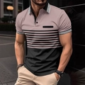 Detail of Polo shirt showing Greek Key pattern on collar and contrast color block design - S / Top - Greek Key Pocket Style (PL82) / Purple
