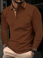 Polo homme marron foncé à manches longues avec col beige et bordures contrastées aux poignets - S / Marron