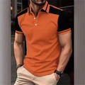Herren Kurzarm-Poloshirt in hellem Orange und Schwarz, schmale Passform, Casual-Look - S / Leuchtorange (PDD-PL105-Orange)