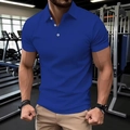 Königsblaues Herren-Poloshirt in Slim Fit mit weißen Knöpfen und klassischem Kragen im Gym - S / Königsblau