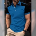 Blaues Herren Polo-Shirt mit schwarzen Kontraststreifen für Sport und Freizeit - S / Blau (PDD-PL105-Blue)