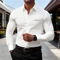 Camicia da uomo bianca a maniche lunghe con stampa 3D Los Angeles per stile casual autunnale - S / Bianco