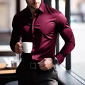 Slim fit burgundy long sleeve shirt for men with premium fabric texture in natural light - S / Burgundy