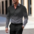 Slim fit men's long sleeve shirt in charcoal grey with digital print and button-down collar - S / Gray
