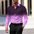 Detail of slim fit men's button-down shirt featuring purple gradient digital printing - S / Purple