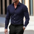 Slim fit marineblauw herenoverhemd met lange mouwen voor een klassieke zakelijke stijl - S / Marineblauw