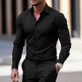 Zwart slim fit herenoverhemd met lange mouwen voor zakelijk en recreatief gebruik - S / Zwart