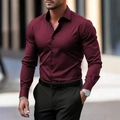 Detail van slim fit herenoverhemd in bordeauxrood met digitale print en manchetten - S / Donker Wijnrood