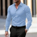 Detail of light blue slim fit shirt showing premium fabric texture and buttoned cuffs - S / Sky Blue