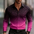 Detailed view of long sleeve shirt with black to pink gradient and geometric textures - S / Rose Red