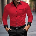 Detailansicht eines roten Herren-Slim-Fit-Hemdes mit schwarzem Kontrastkragen - S / Rot