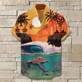 Camisa de playa entallada para hombre con estampado 3D de tortugas marinas tropicales - S / Estilo Arte Tropical Tortuga Marina (BDS247)